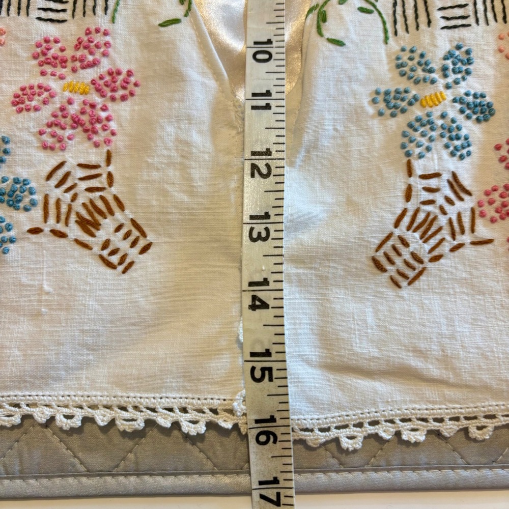 Vintage Embroidered Floral Vest White Crochet Lace Trim Cropped Handmade Sz M - Picture 10 of 16